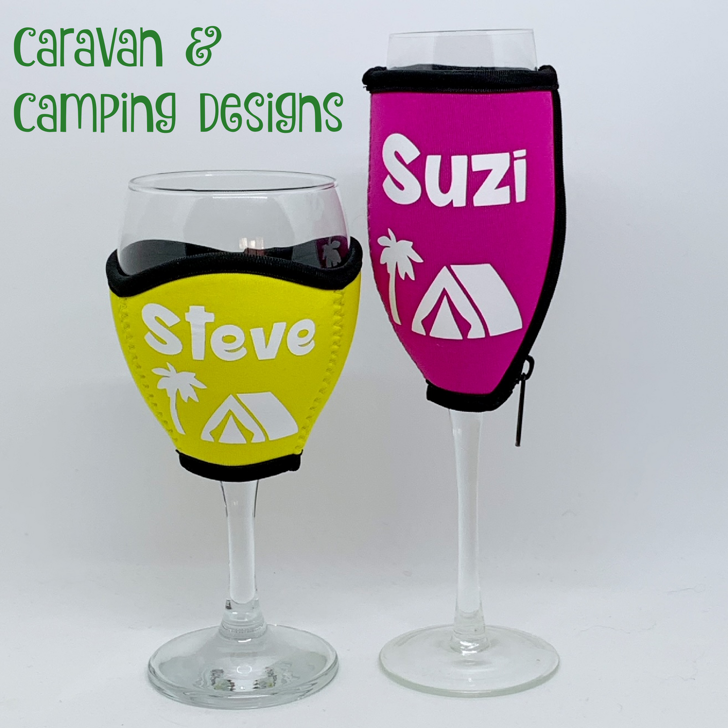 Personalised Caravan & Camping Wine & Champagne Glass Cooler