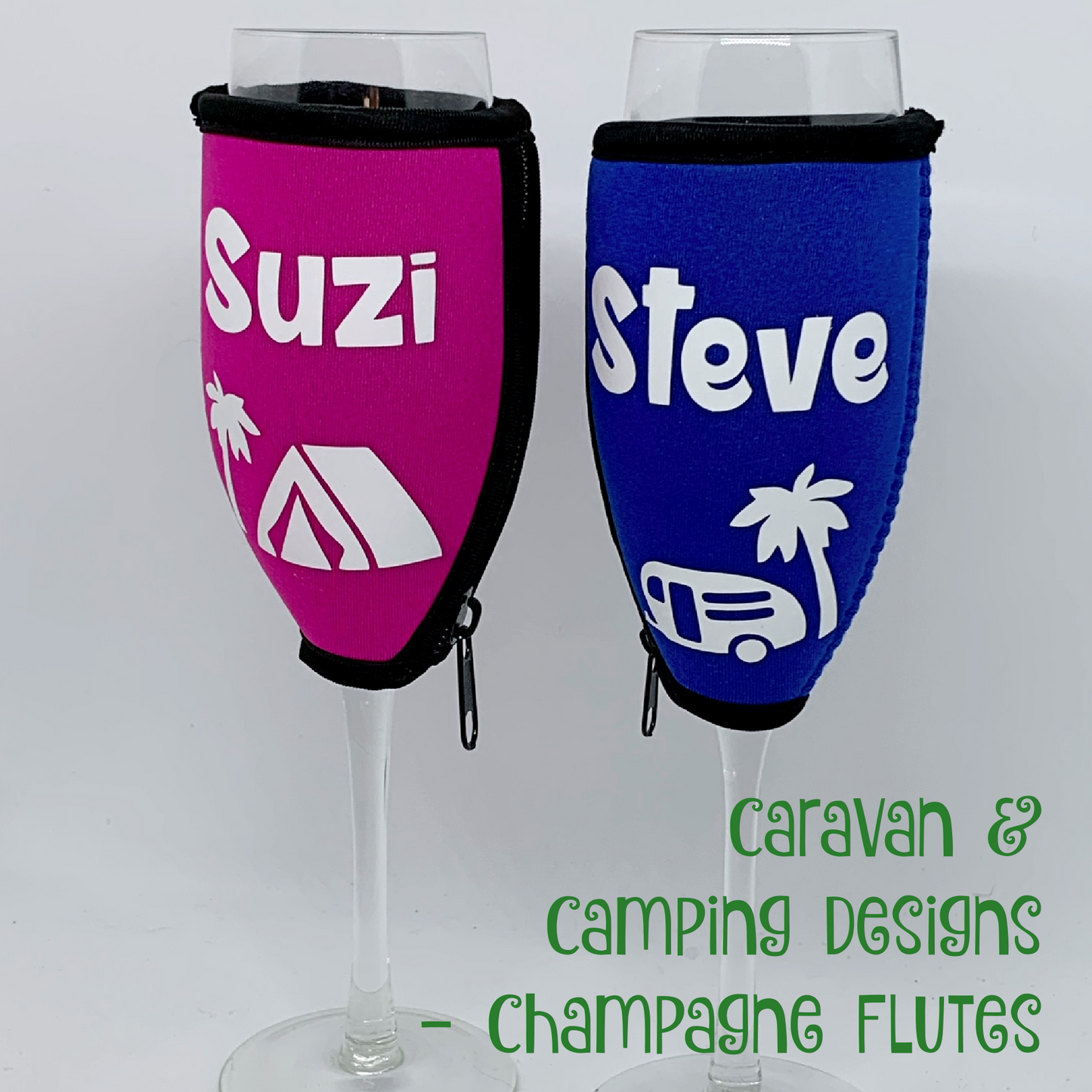 Personalised Caravan & Camping Wine & Champagne Glass Cooler