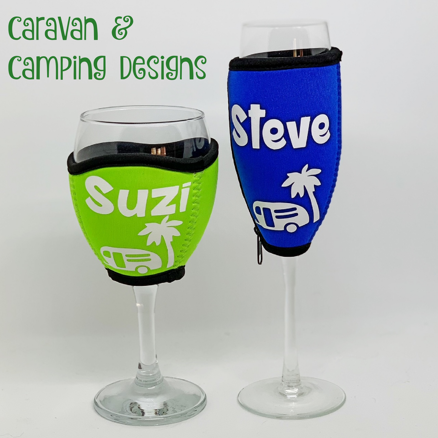 Personalised Caravan & Camping Wine & Champagne Glass Cooler