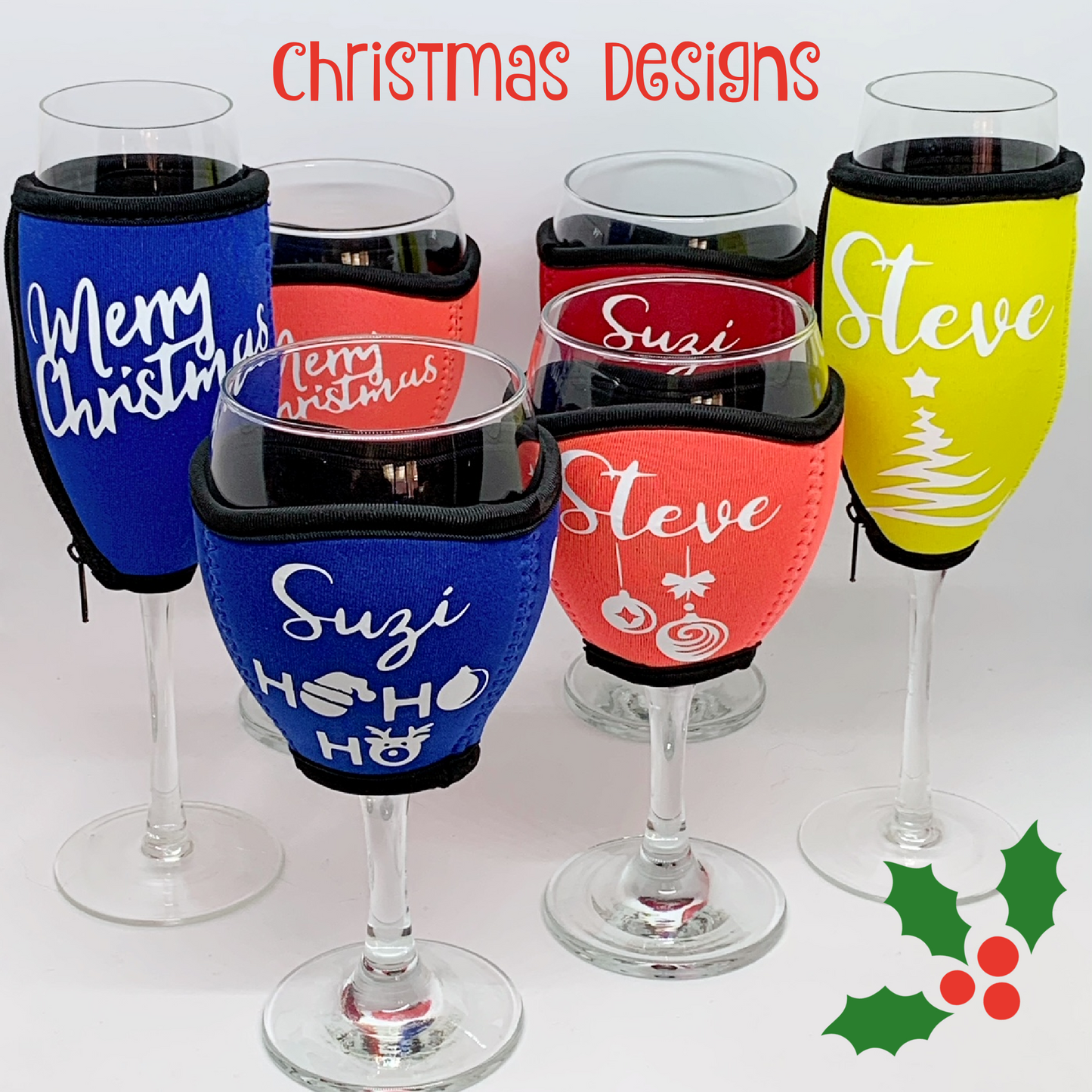 Personalised Christmas Wine & Champagne Glass Coolers