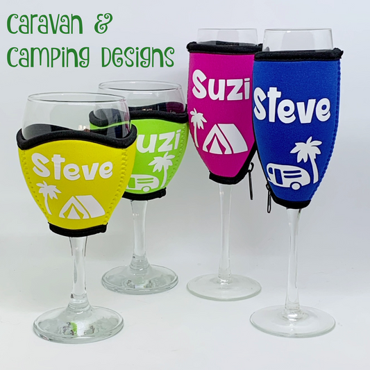 Personalised Caravan & Camping Wine & Champagne Glass Cooler