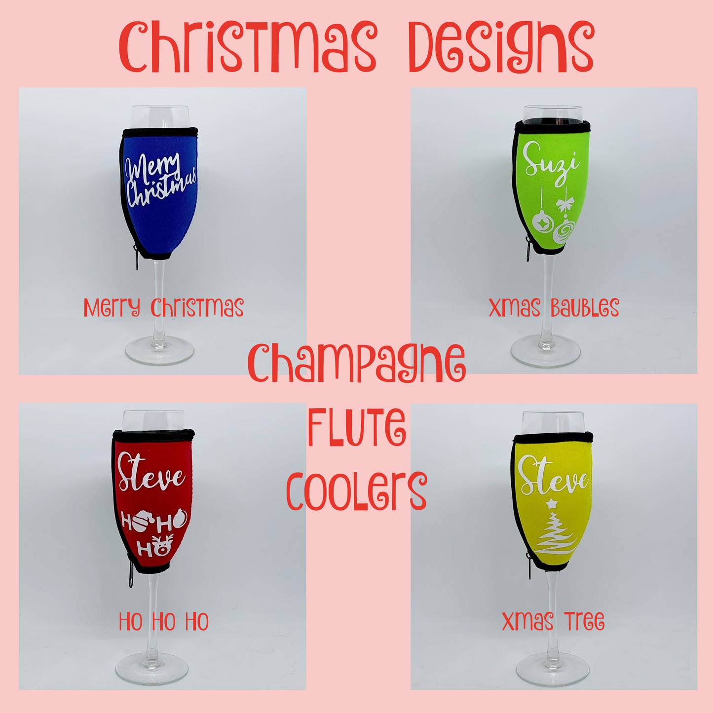Personalised Christmas Wine & Champagne Glass Coolers