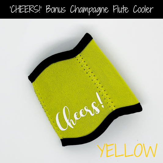 Yellow 'CHEERS!' Champagne Flute Cooler